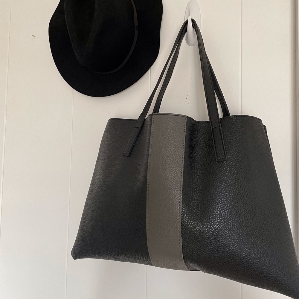 Vince Camuto Luck Tote, Black and Grey, leather